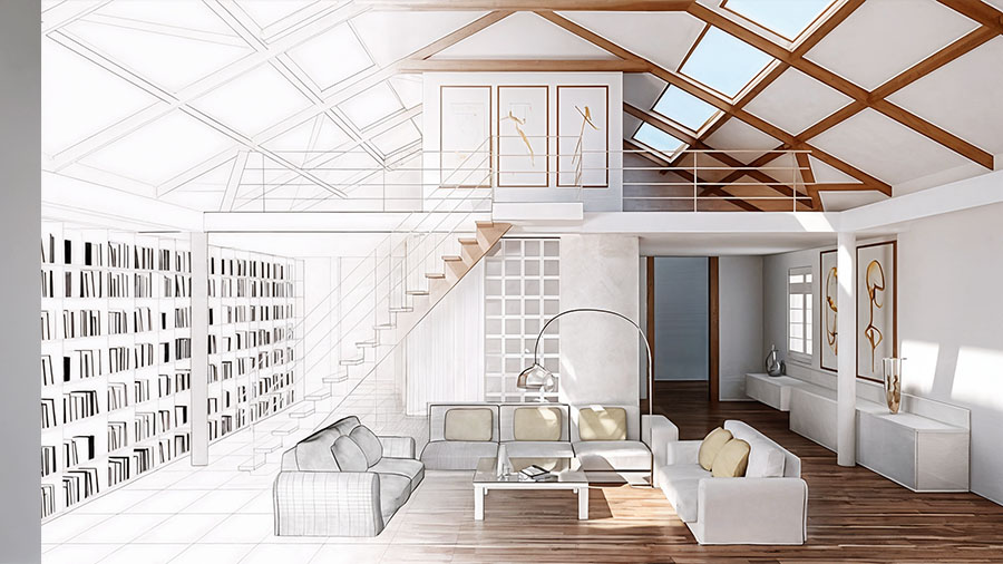 Intérieur rénové, cheminée en pierre