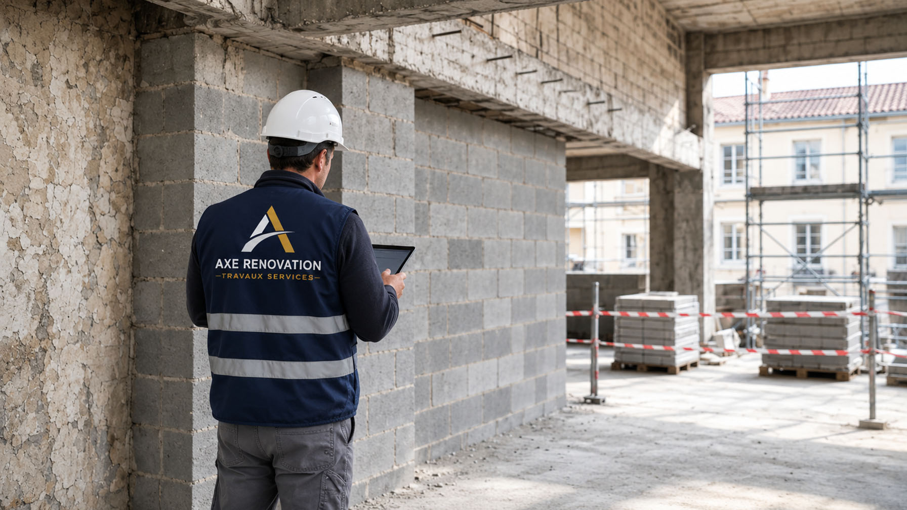 Ingénieur civil inspectant une structure en béton armé